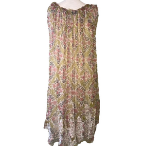 Rina Dhaka Silk Beaded Sequin Hem Dress Floral Boho Occasion Size L